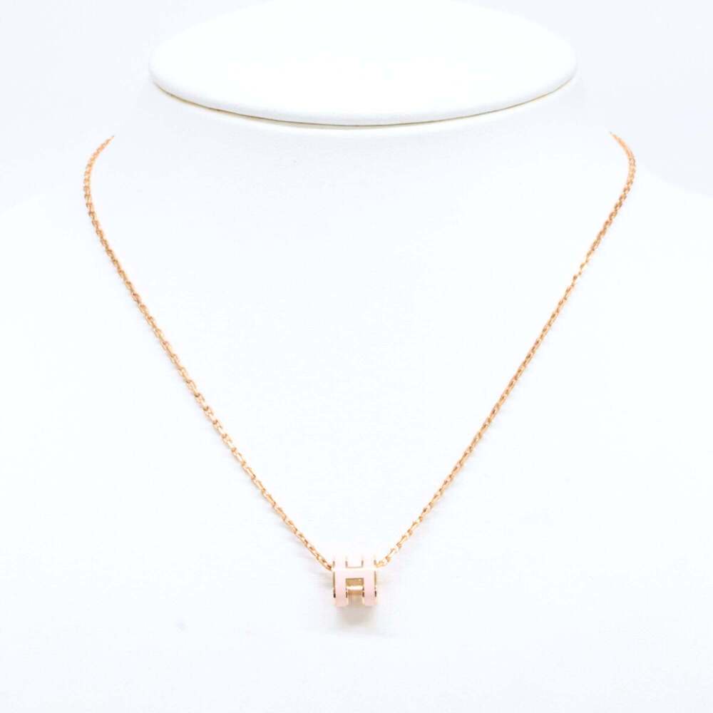 HERMES Mini Pop H Pendant Necklace, Pink, Pink Gold, Women's - Picture 8 of 8